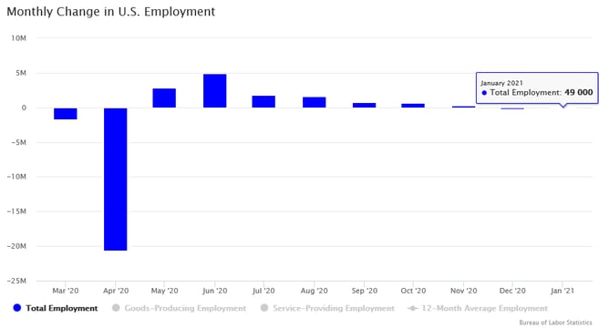 January 2021 Monthly Change in U.S. Employment - total employment